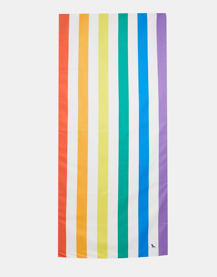 Dock & Bay extra large striped beach towel in rainbow stripe