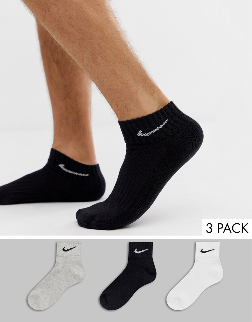Nike Training 3 pack cushion quarter socks