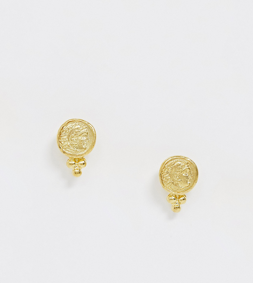 Ottoman Hands Exclusive Gold Plated Coin Stud Earrings