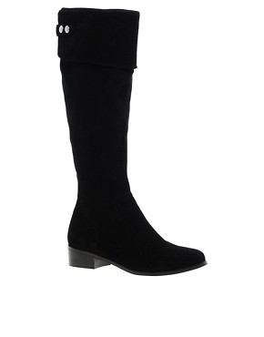 Dune Tish Black Suede Over the Knee Boots