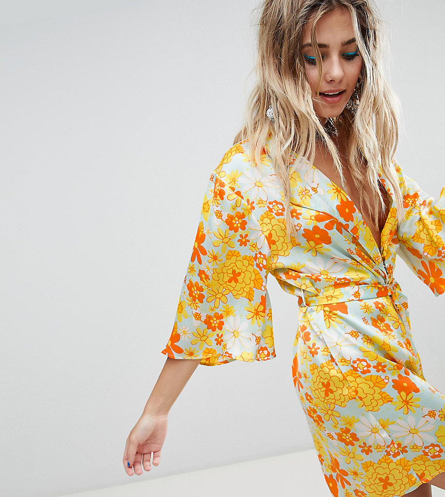 Sacred Hawk Wrap Front Playsuit In Floral