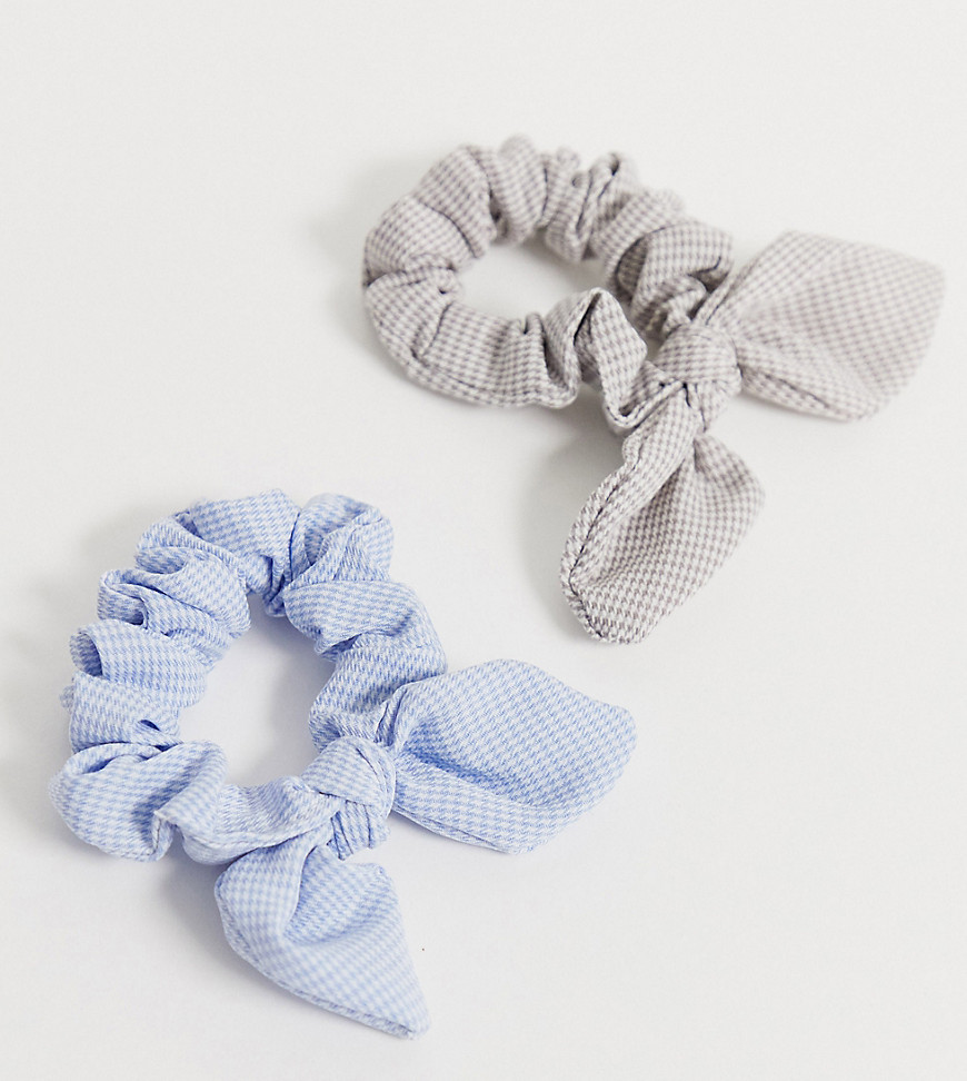 My Accessories London Exclusive mixed gingham bow scrunchie 2 pack