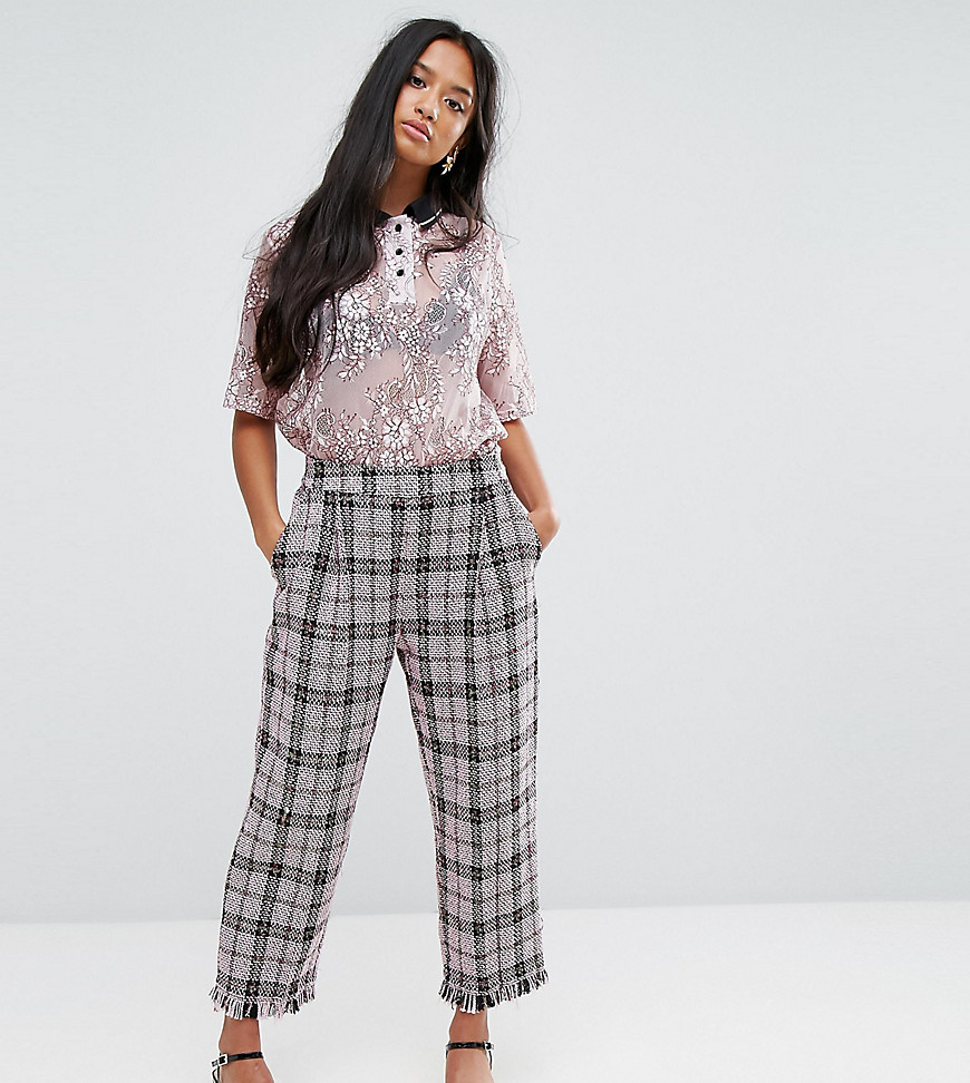 Sister Jane Petite Cropped Trousers In Tweed Check