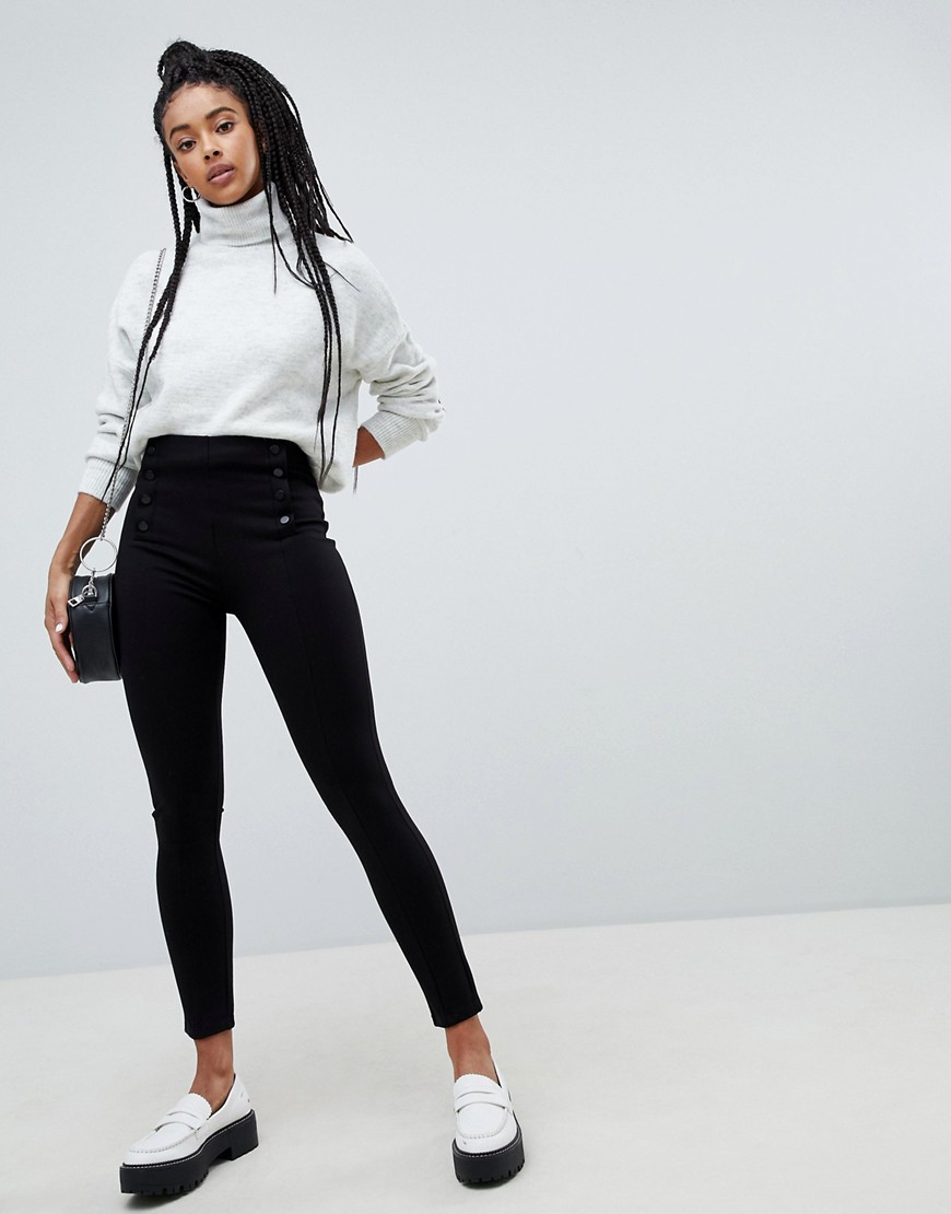 Pimkie high waisted button detail tailored trousers