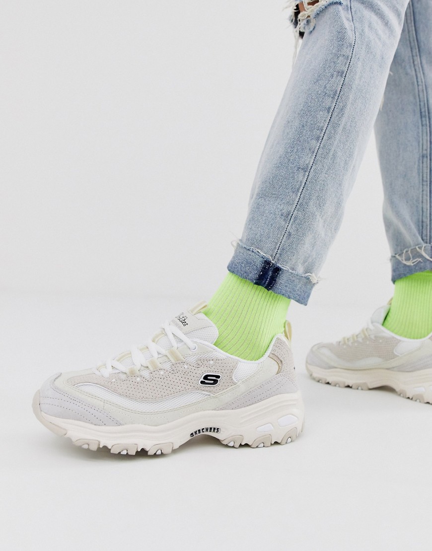 Skechers D'Lites Free Energy in Off White Suede