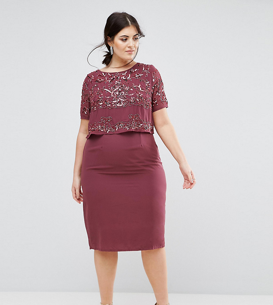 Lovedrobe Luxe Double Layer Embellished Shift Dress - Purple
