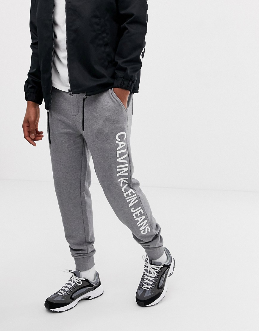 Calvin Klein Jeans institutional side logo joggers in grey