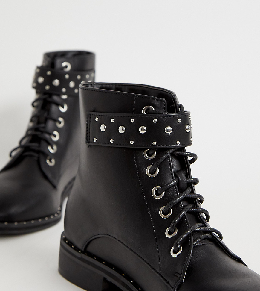 Pimkie studded lace front hiker boot in black