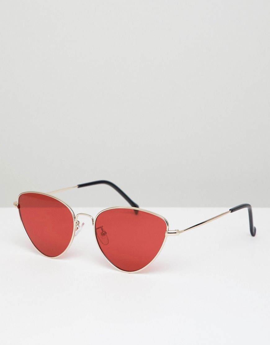 AJ Morgan metal cat eye sunglasses in gold/red