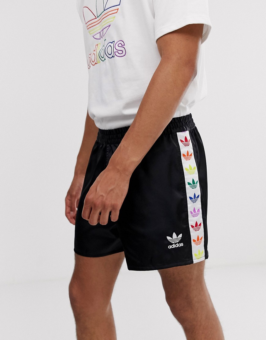 adidas Originals shorts in red with multicoloured taping