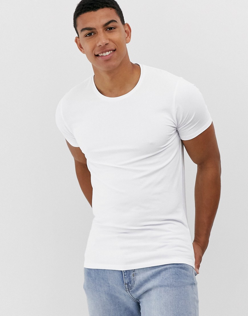 Selected Homme muscle fit lounge t-shirt in white