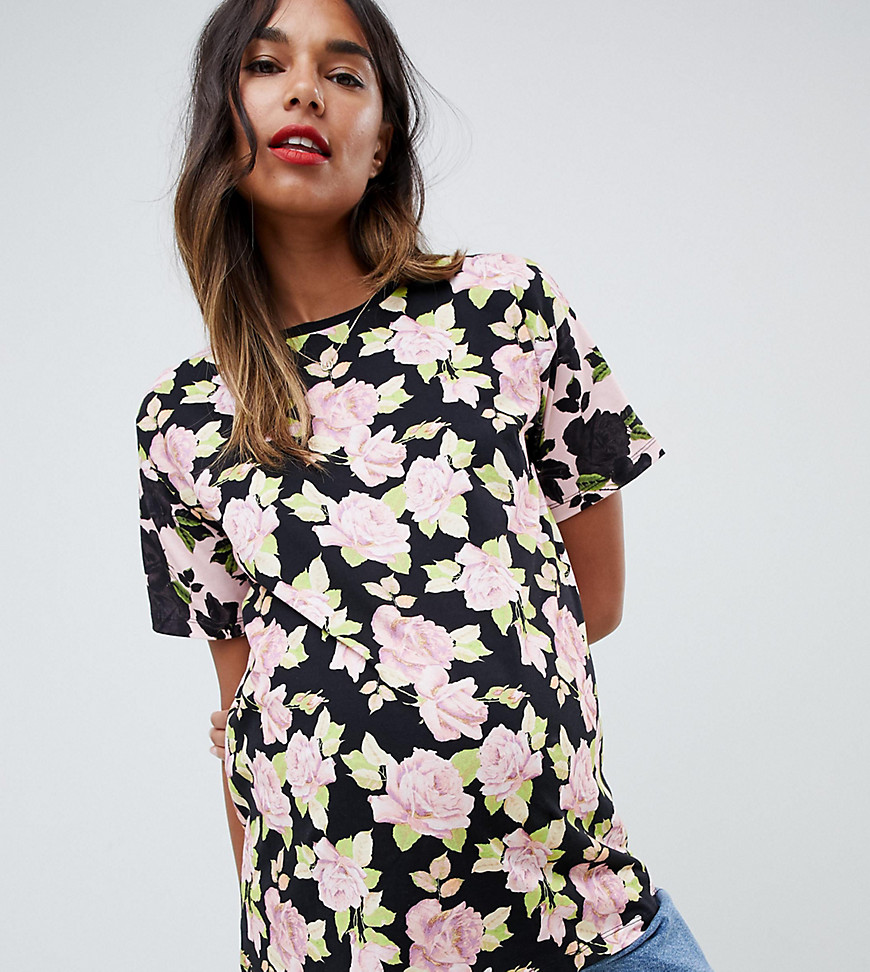 ASOS DESIGN Maternity t-shirt in mixed floral print - Multi