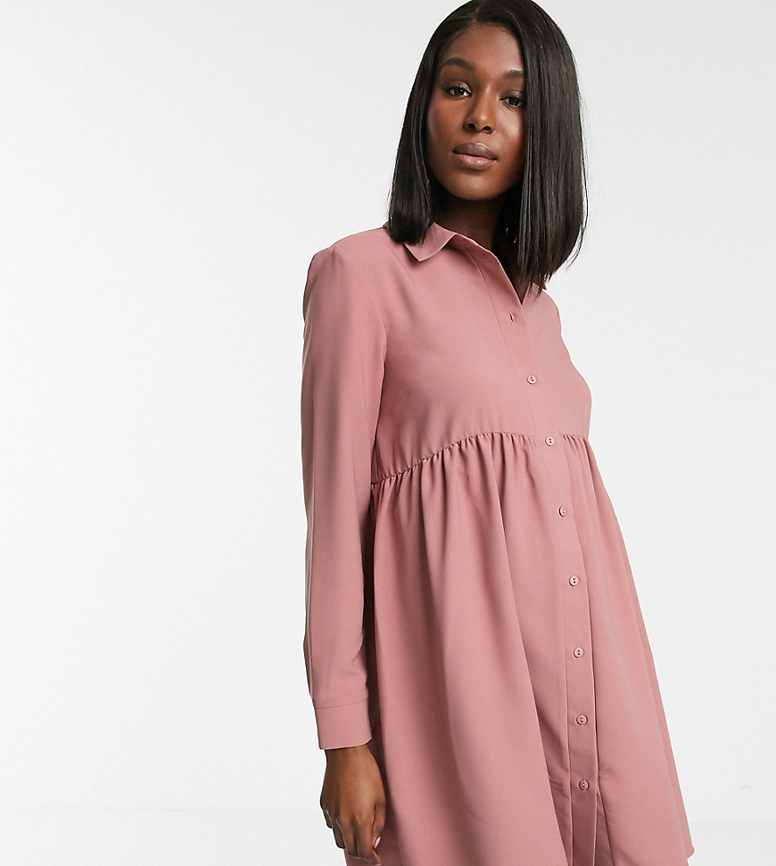ASOS DESIGN Maternity smock shirt mini dress with long sleeves
