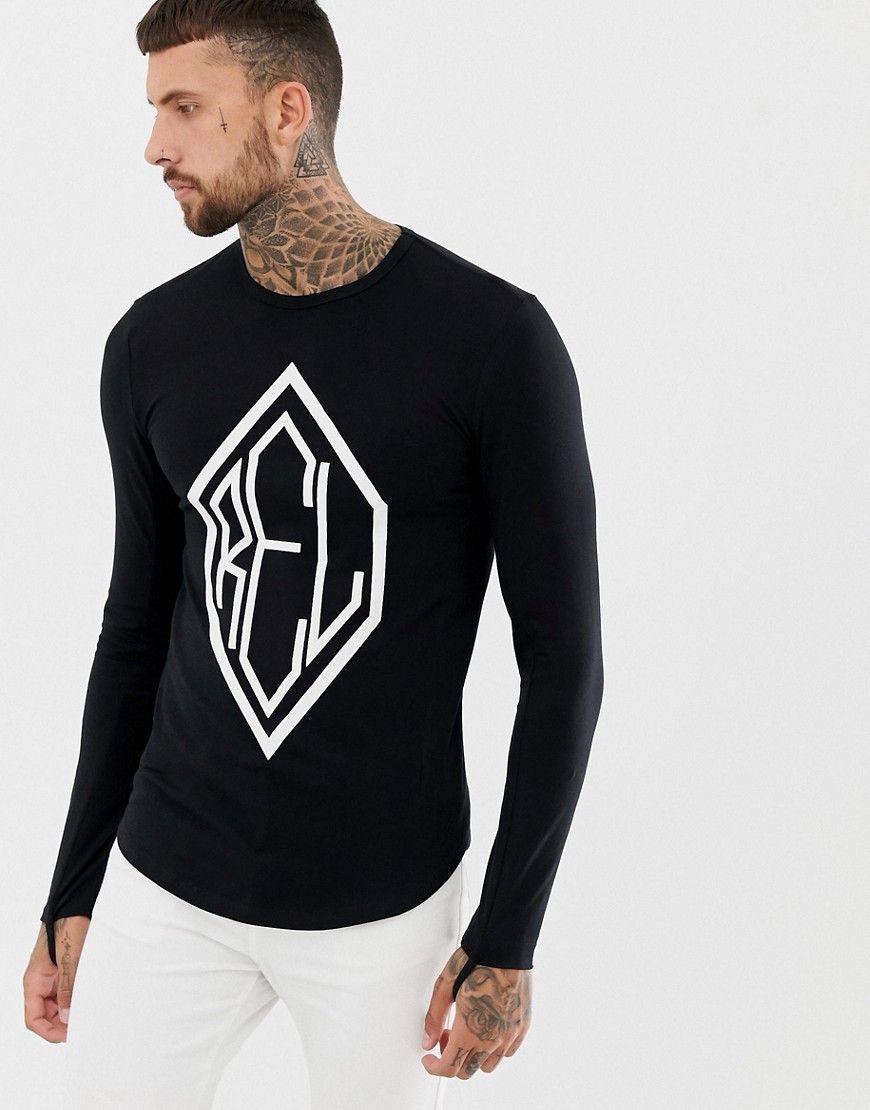 Religion extreme muscle fit long sleeve t-shirt with front print