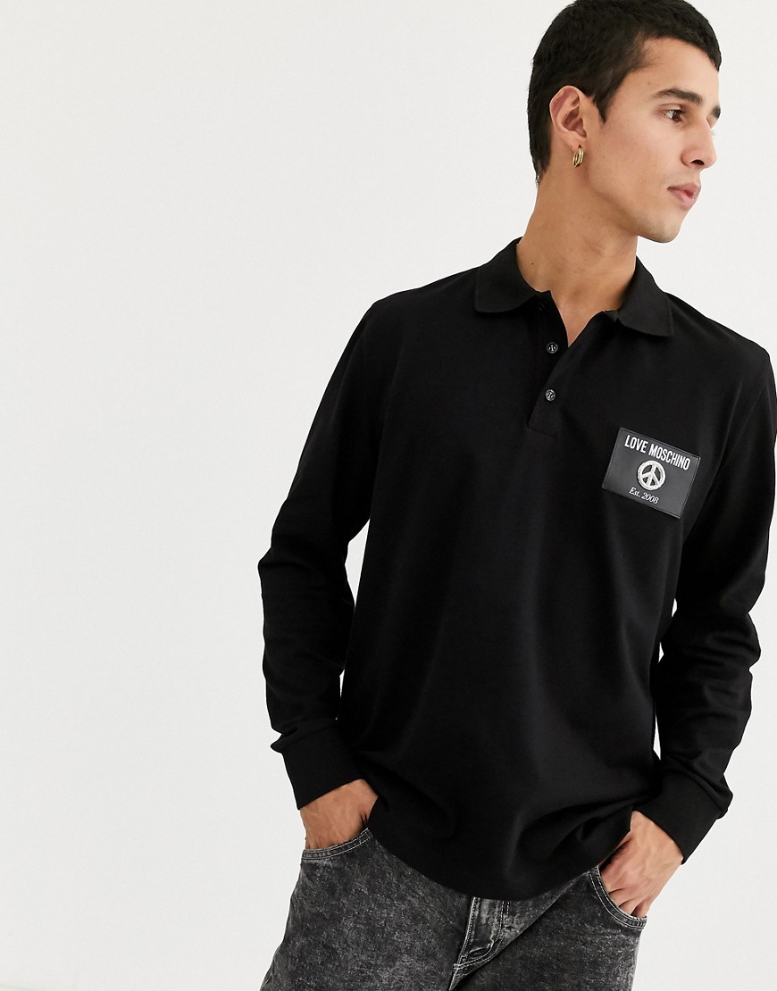 Love Moschino long sleeve polo shirt in regular fit