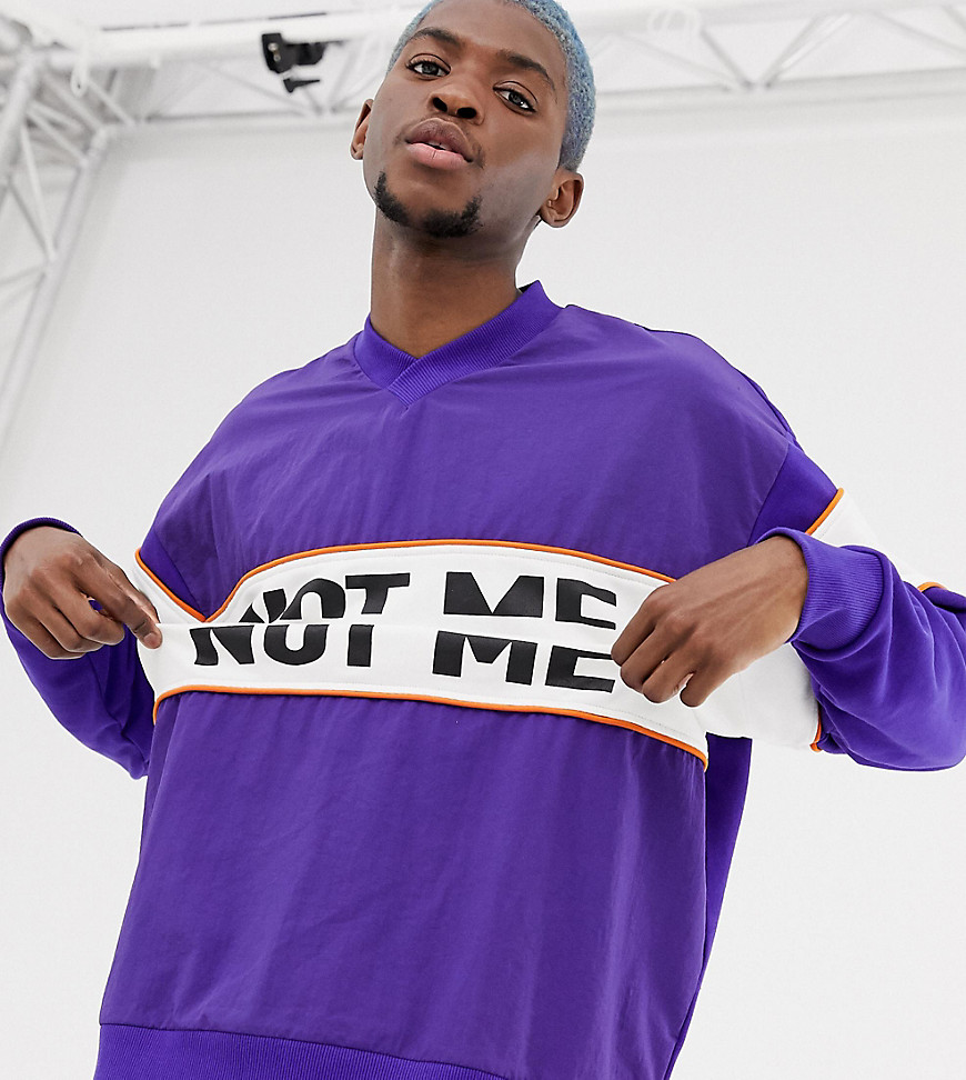 COLLUSION sweatshirt with cut and sew printed panel in purple