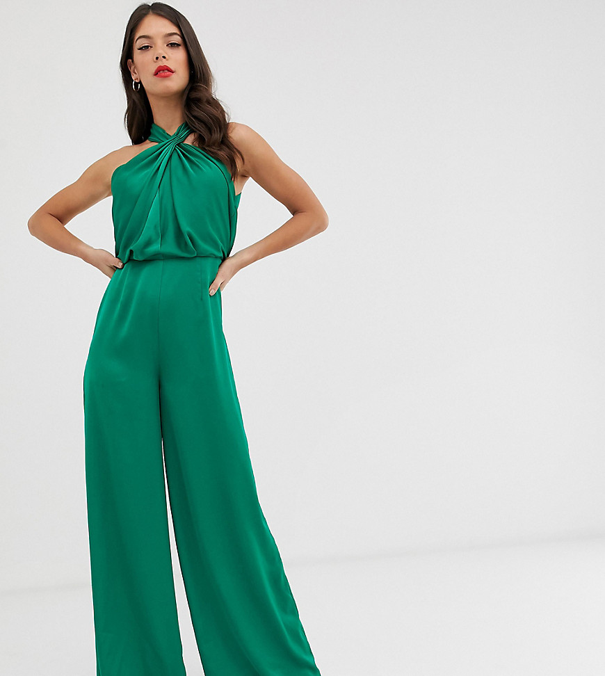 ASOS EDITION Tall ruched halter neck jumpsuit