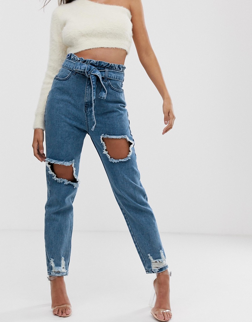 In The Style Paperbag Belted Jeans