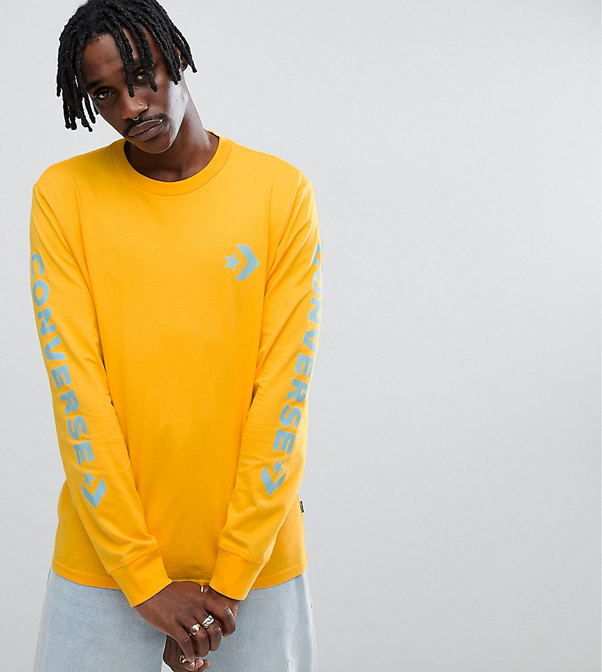 Converse Long Sleeve Top With Arm Print In Yellow Exclusive at ASOS