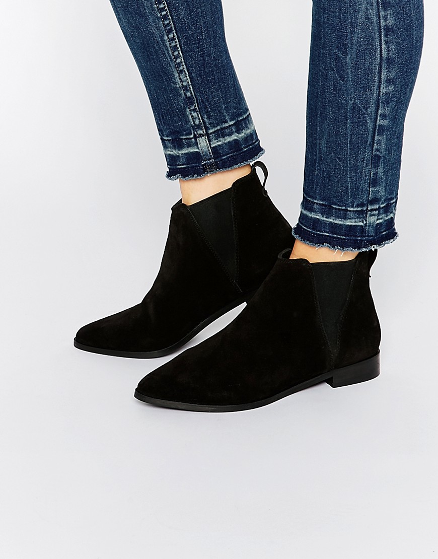 ASOS ALBA Pointed Suede Chelsea Ankle Boots - Black