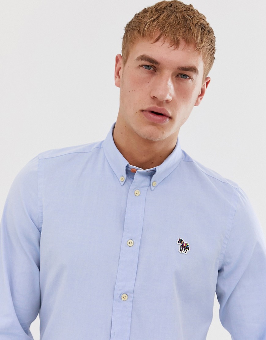PS Paul Smith tailored fit zebra oxford shirt in light blue