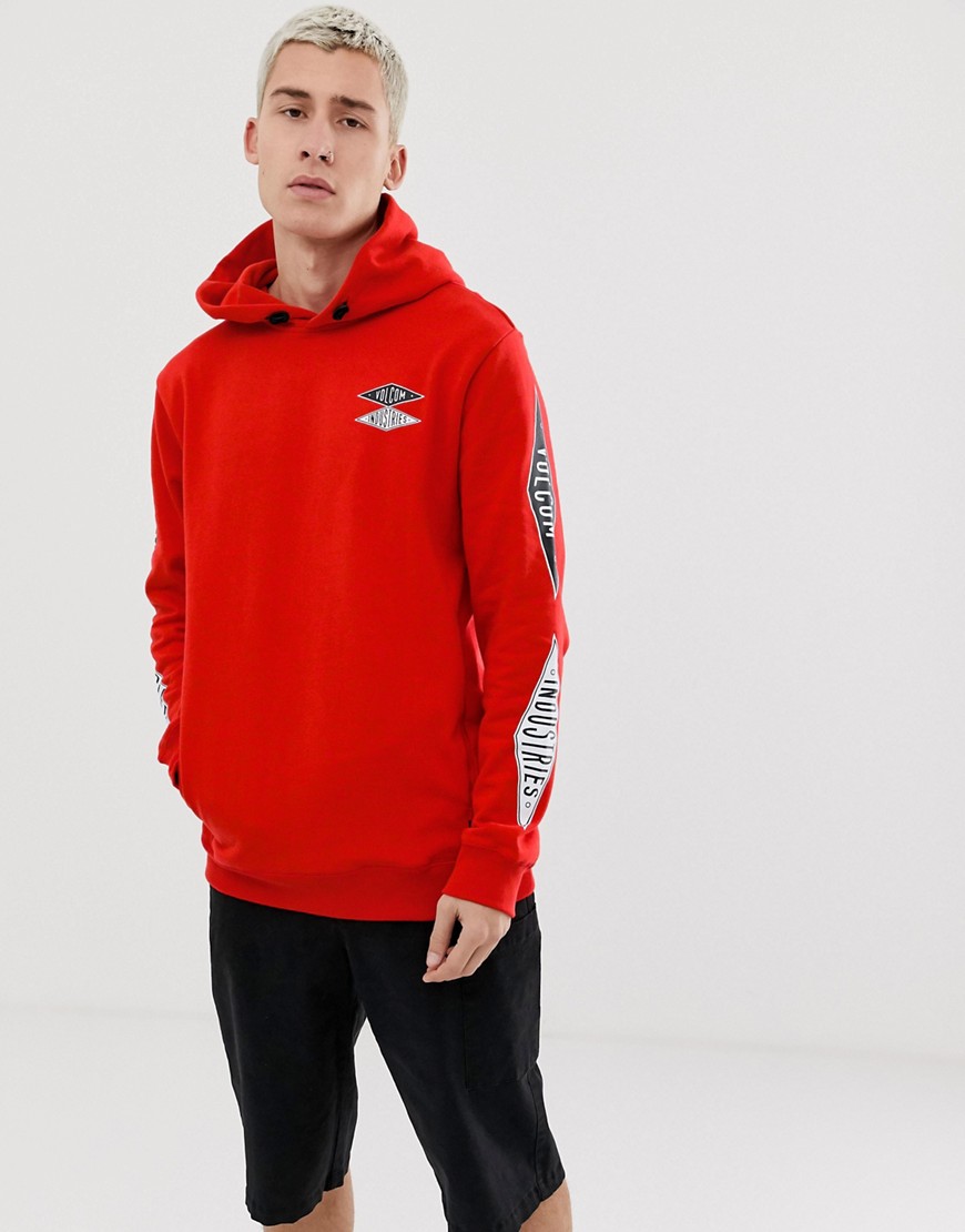 Volcom V.I hoodie with sleeve print in red