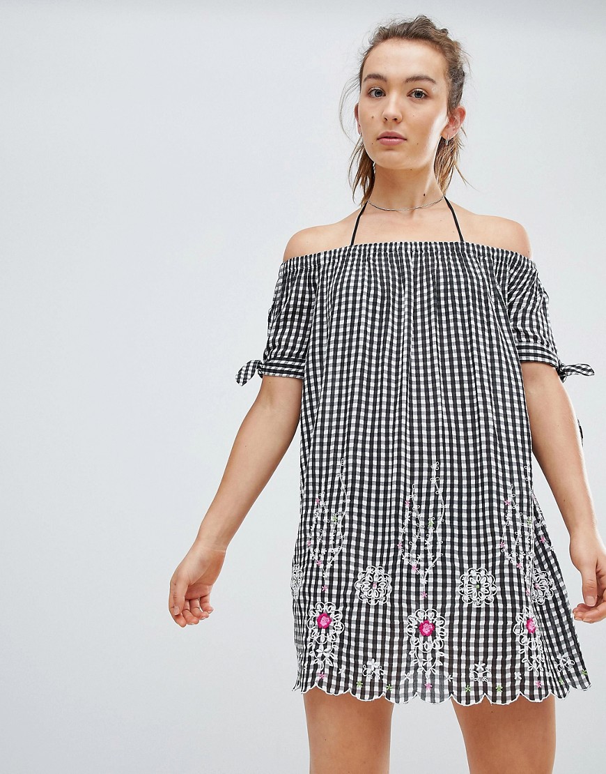 Floozie By Frost French Gingham Off The Shoulder Beach Dress