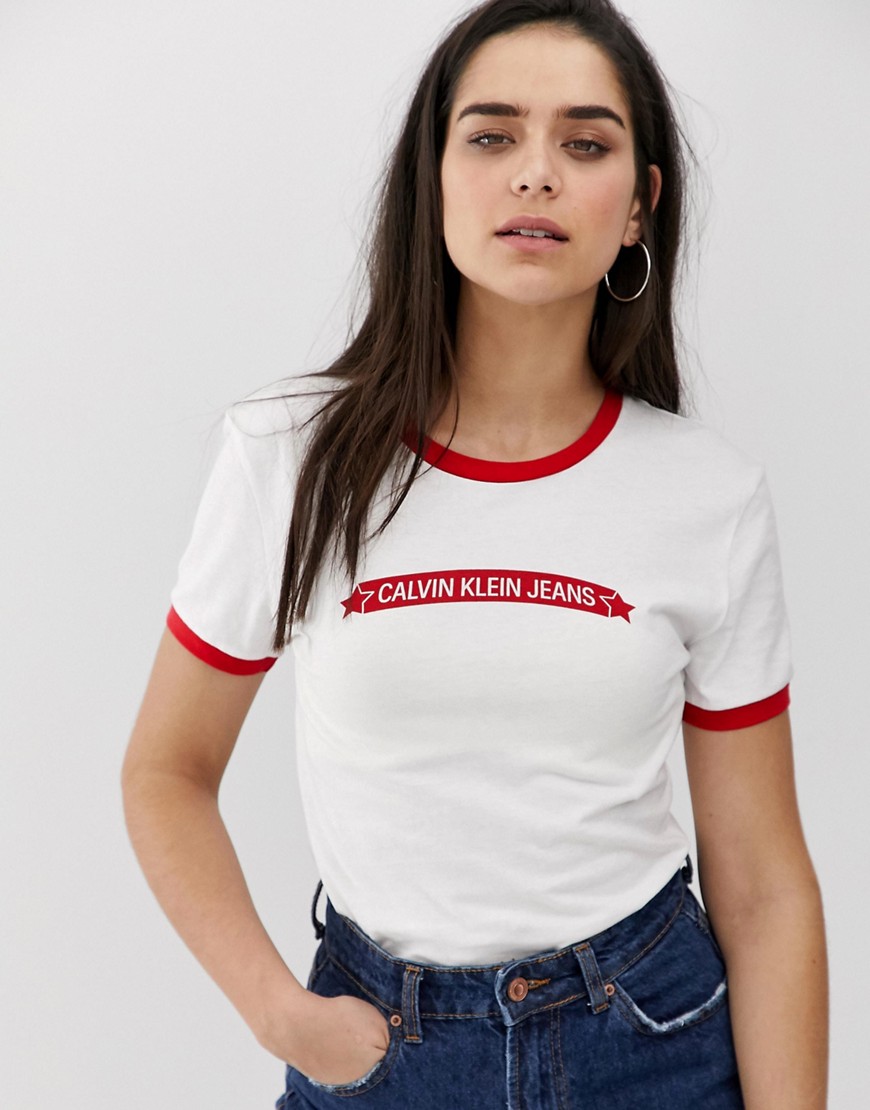 Calvin Klein Jeans logo ringer t shirt