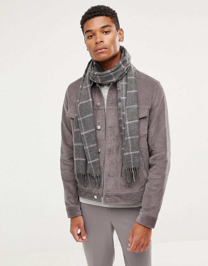 Ted Baker Halwil scarf in window check - Grey