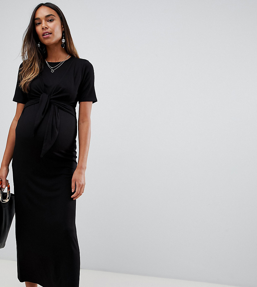 ASOS DESIGN Maternity nursing city maxi dress with twist front double layer