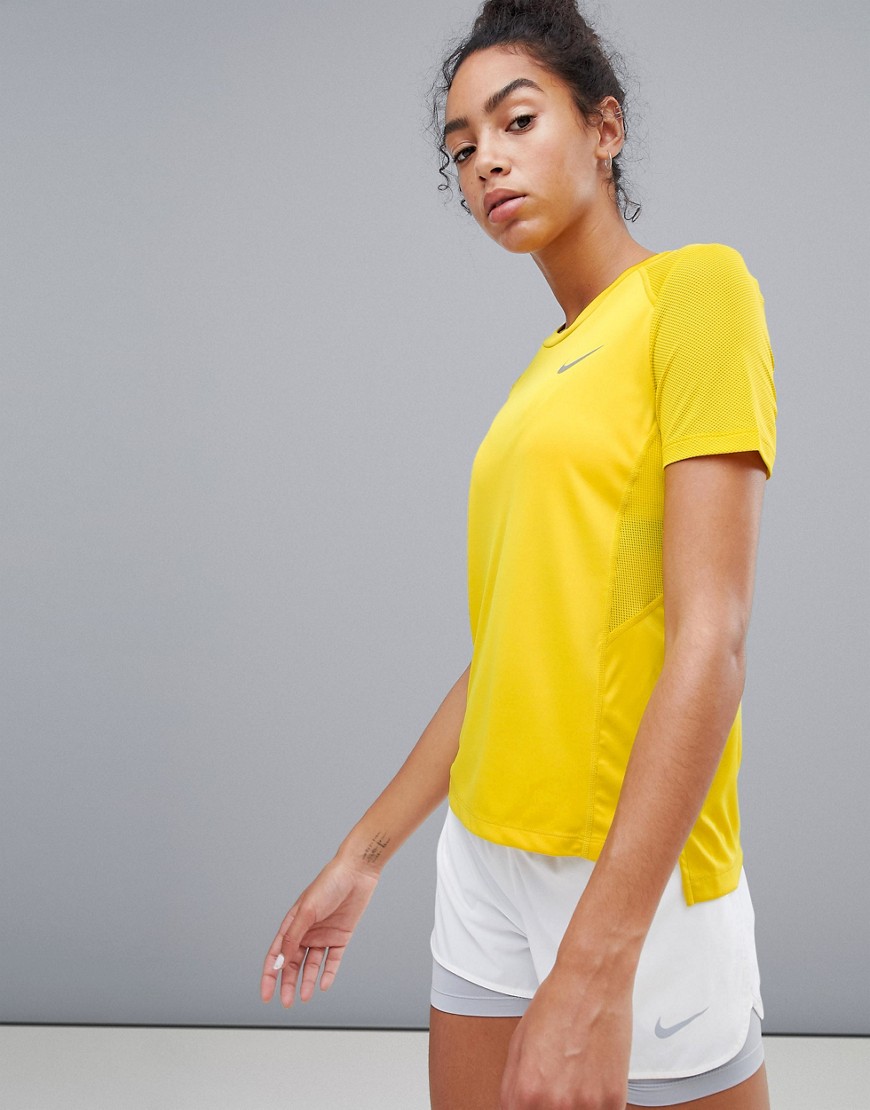 Nike Running Miler T-Shirt In Yellow