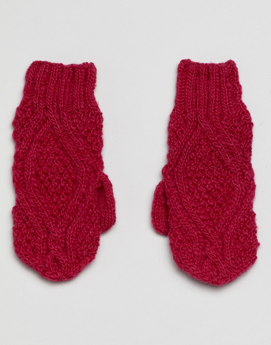 People Tree Hand Knitted Gloves - Pink