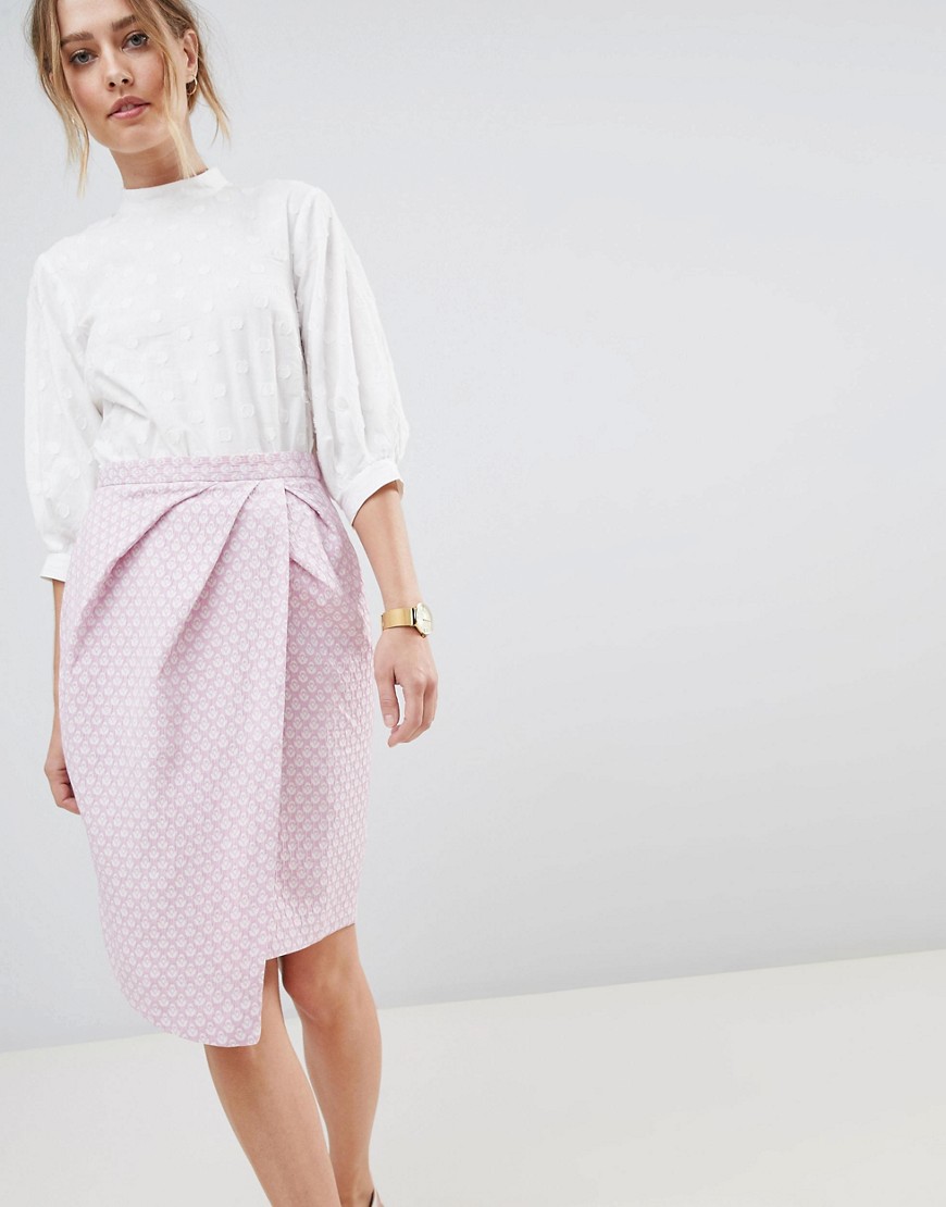 Closet London Wrap Midi Skirt - Pink