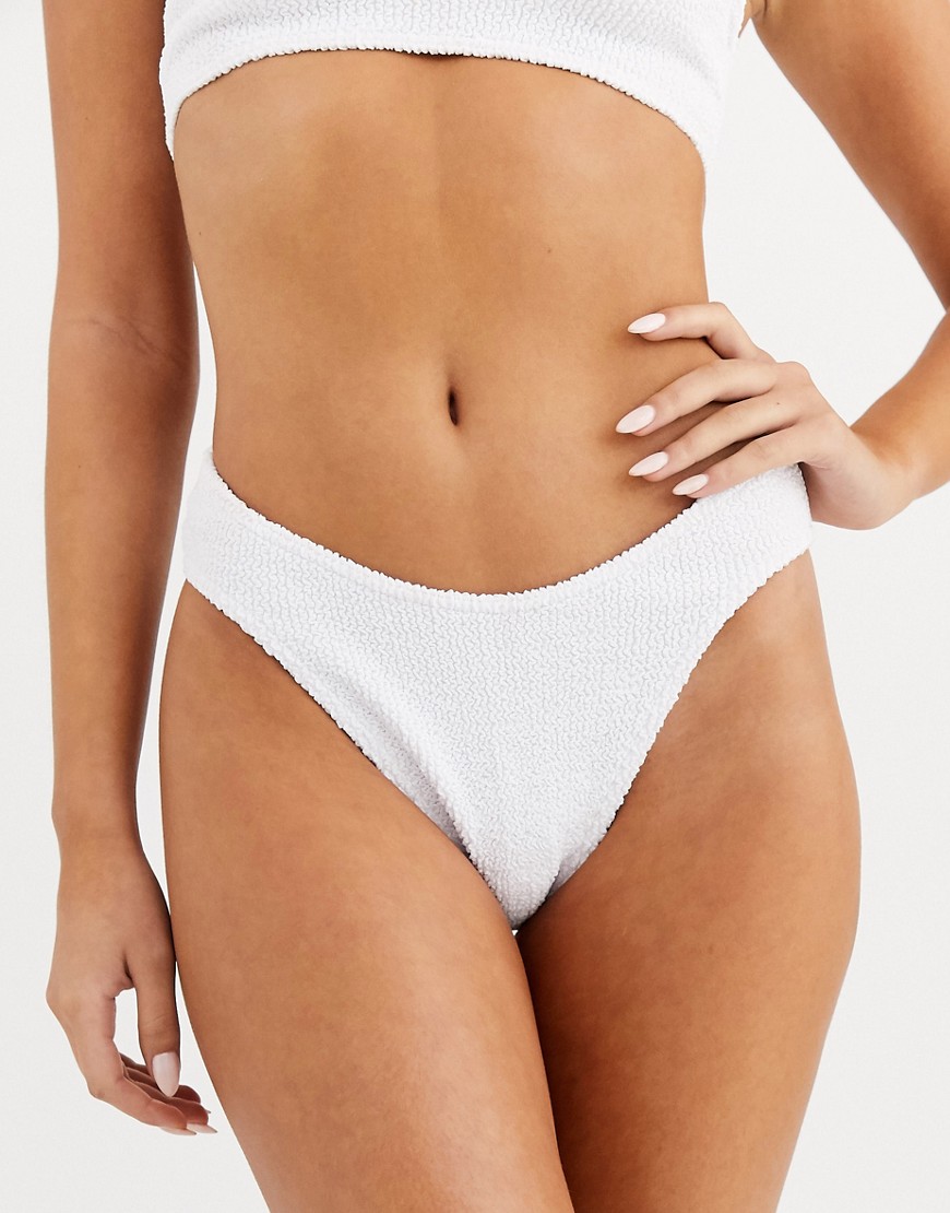 ASOS DESIGN mix and match crinkle high leg hipster bikini bottom in white
