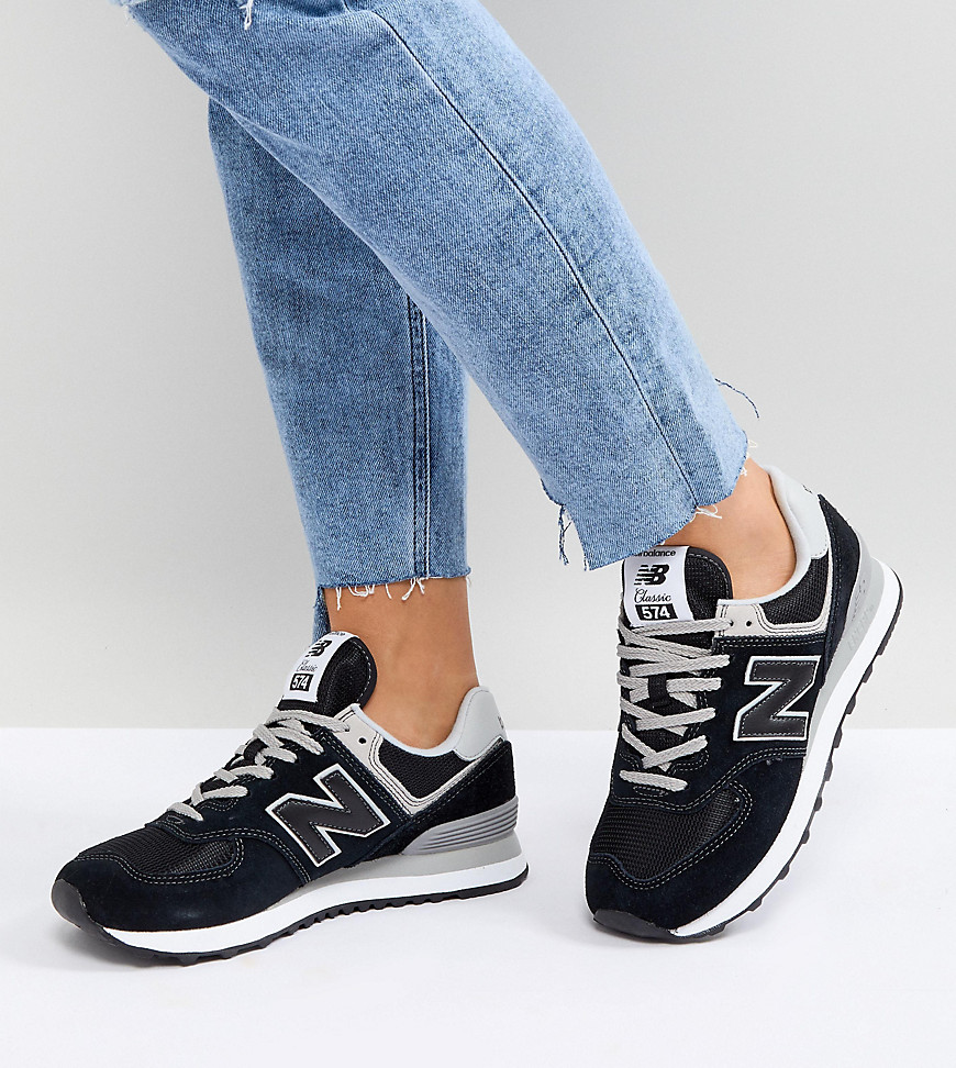 New Balance 574 Suede Trainers In Black