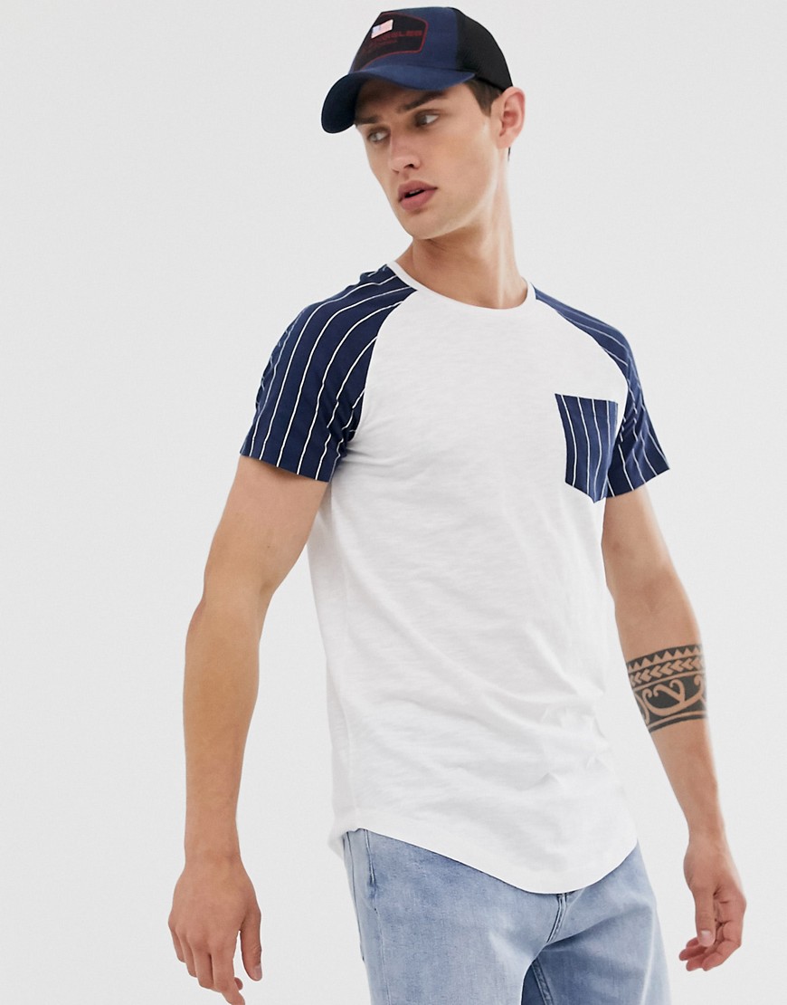 Tom Tailor t-shirt with stripe raglan sleeve and pocket