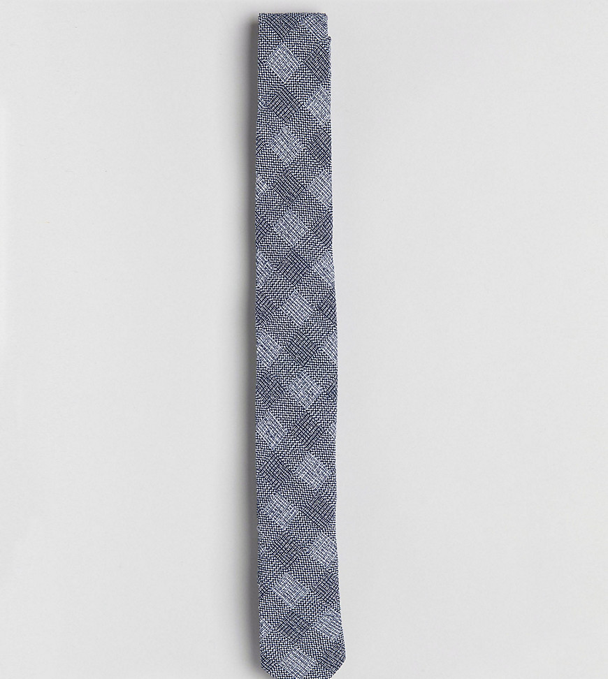 Noak linen check blade tie - Blue