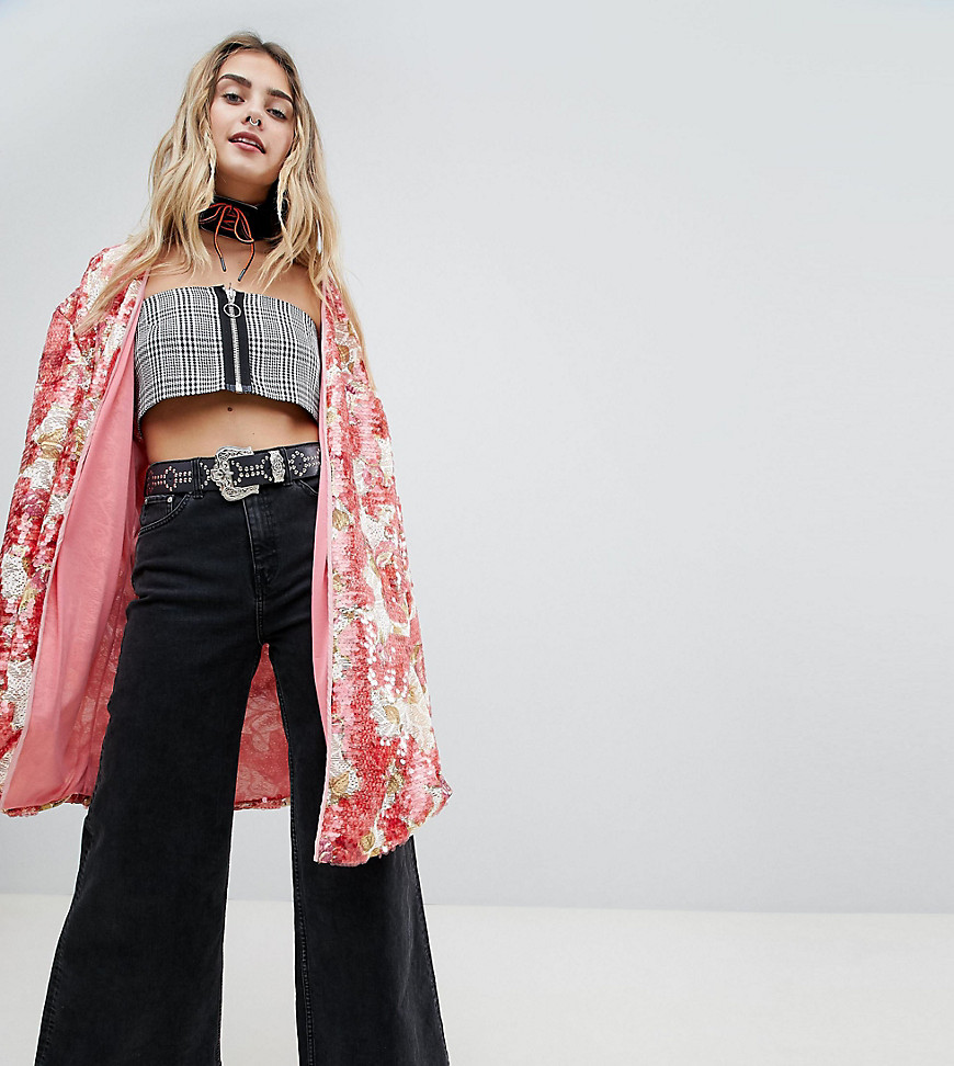 One Above Another Kimono In Patch Sequin