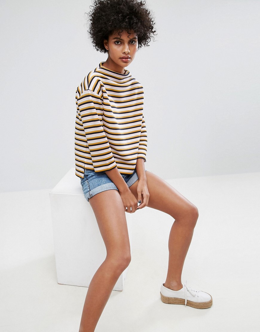 Soaked In Luxury Striped Top - Yellow/rose stripe