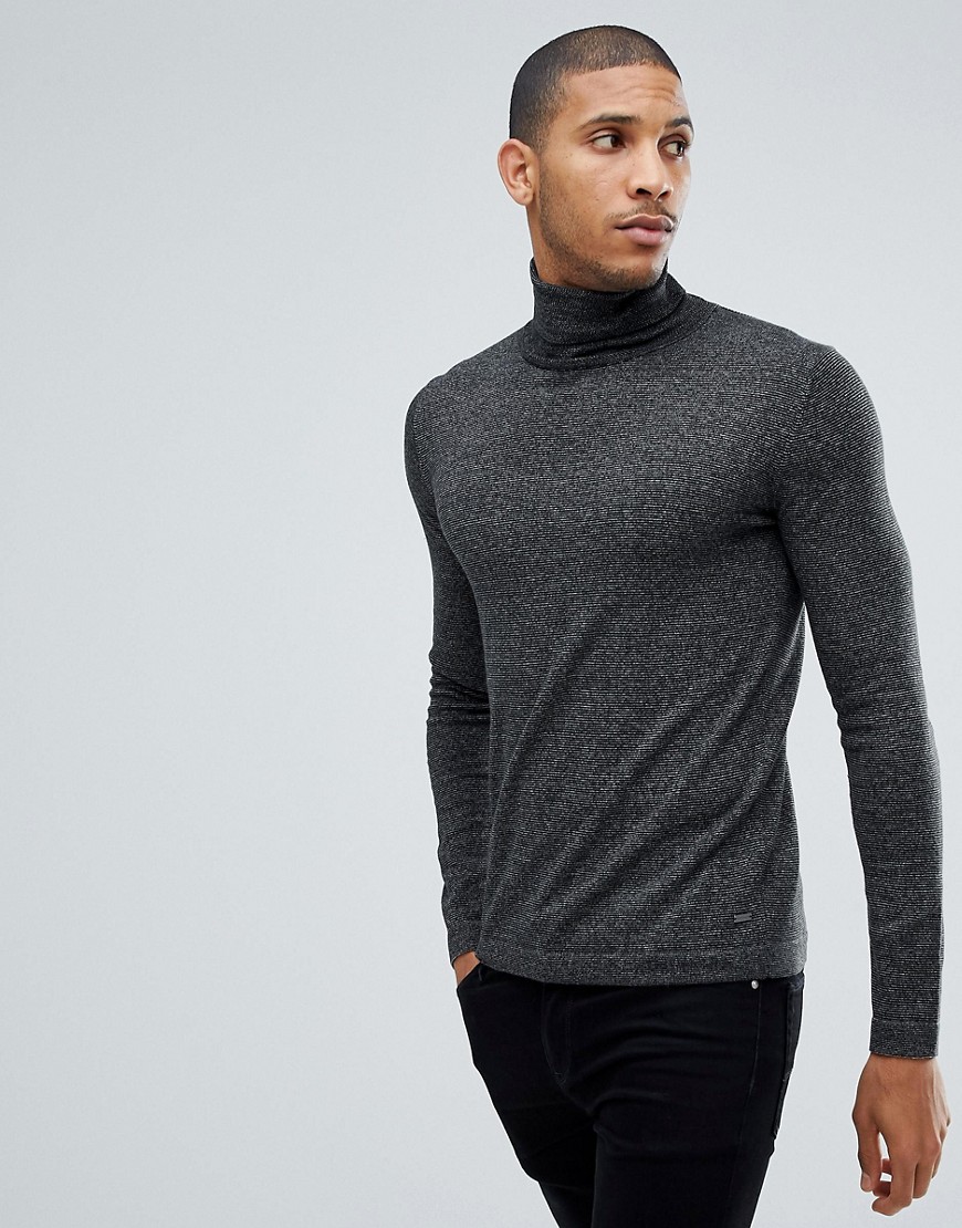 Tom Tailor Polo Neck Jumper In Charcoal