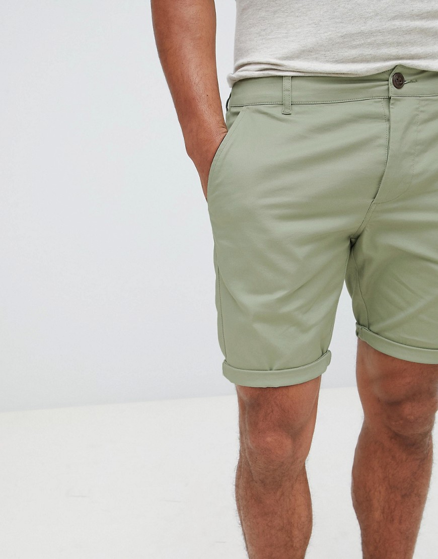 ASOS DESIGN skinny chino shorts in sage green - Tea