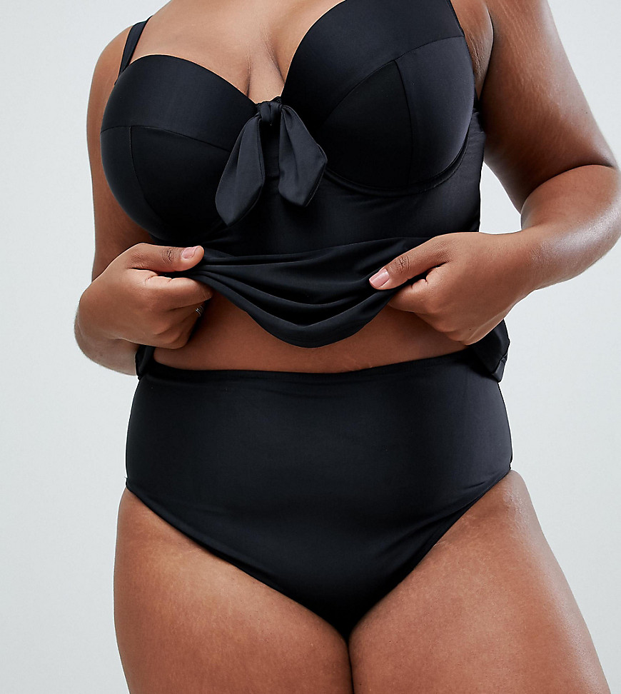 Wolf & Whistle Curve Exclusive Eco mix & match Exclusive high waist bikini bottom in black