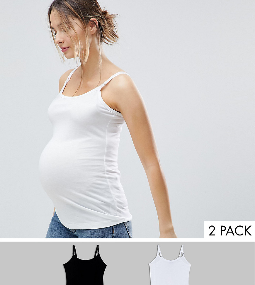 ASOS Maternity NURSING Cami with Clips 2 Pack - Black/ white