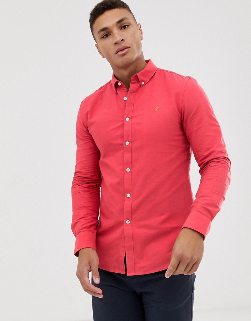 Farah Brewer slim fit oxford shirt in red
