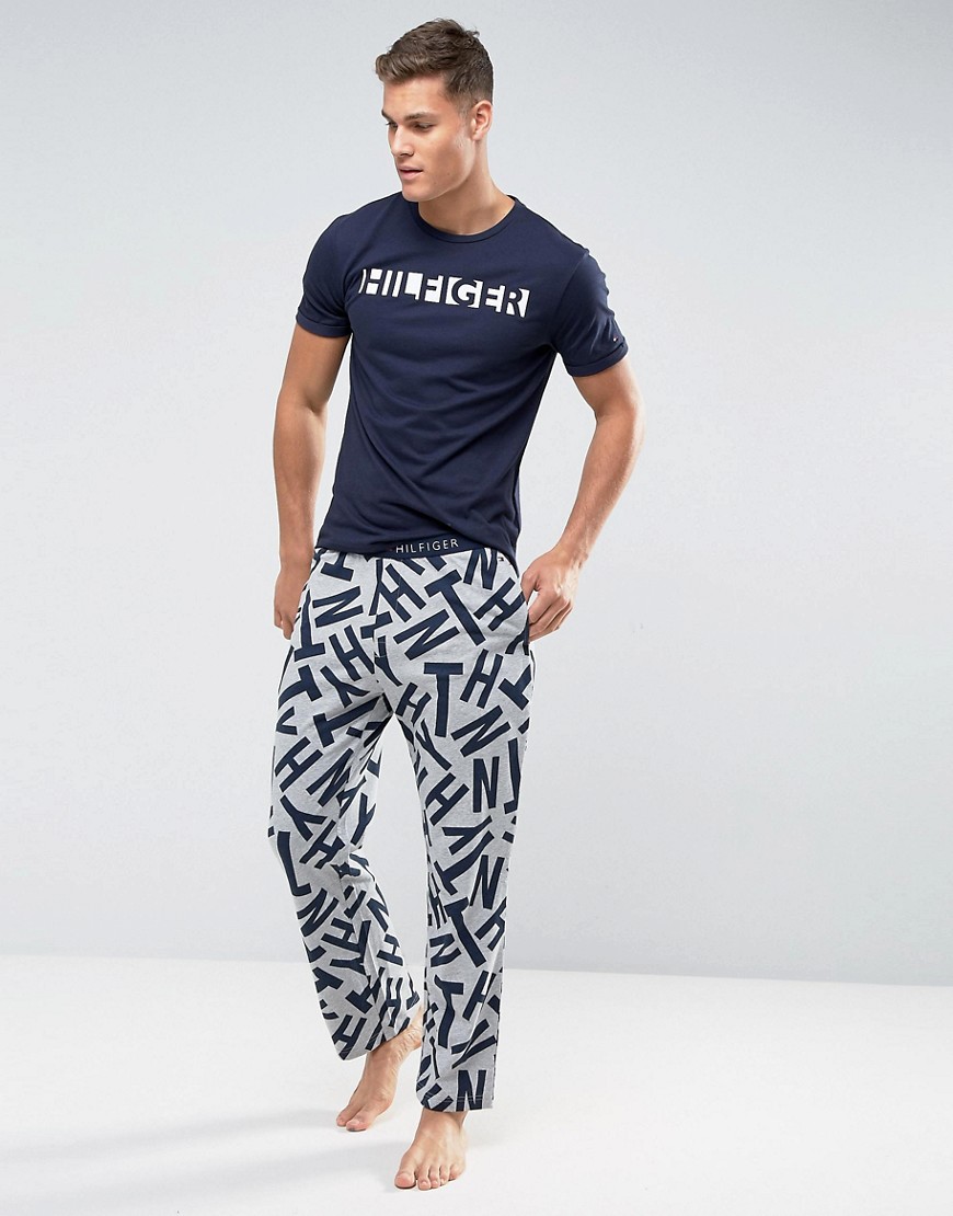 Tommy Hilfiger lounge joggers in all over print grey heather