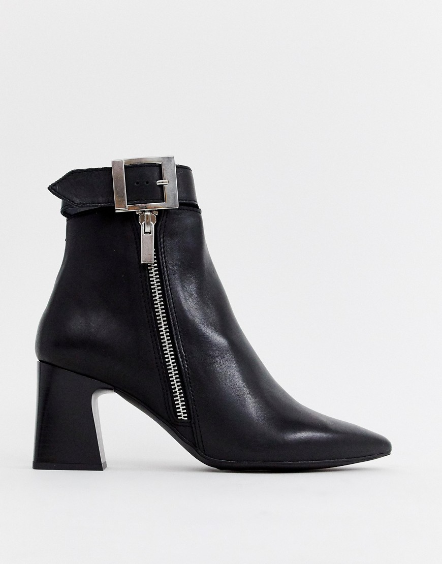Depp leather side zip heeled boots