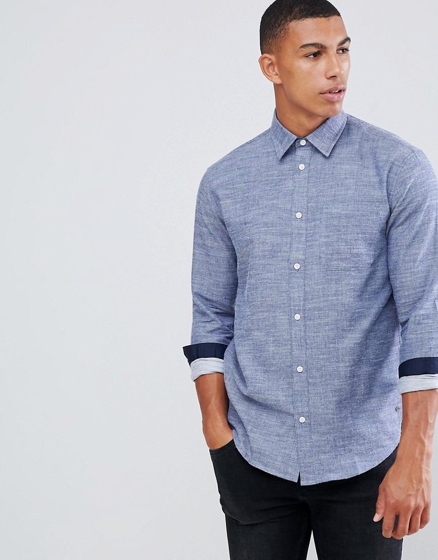 Solid chambray plain shirt in navy