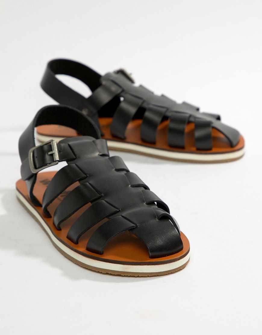 Frank Wright Strap Sandals In Black - Black