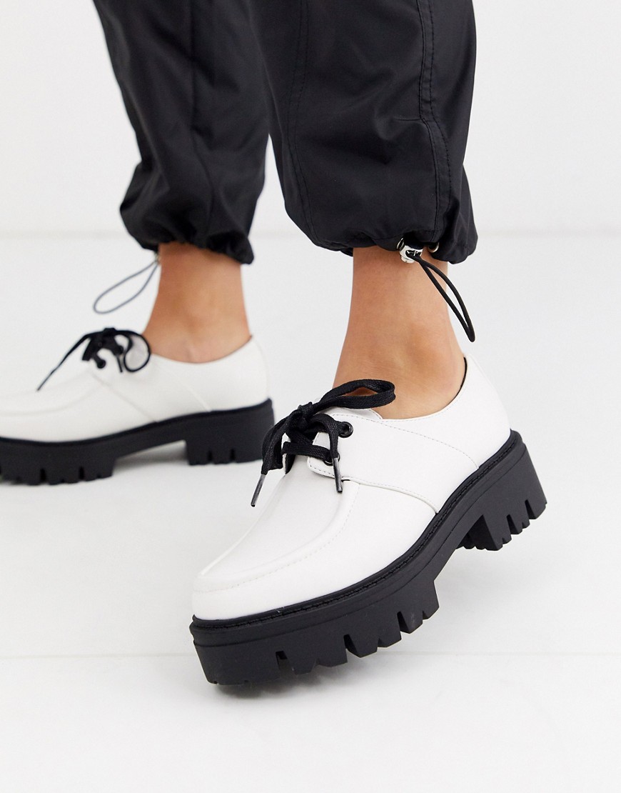 Asos Design Map Chunky Flat Shoes In White