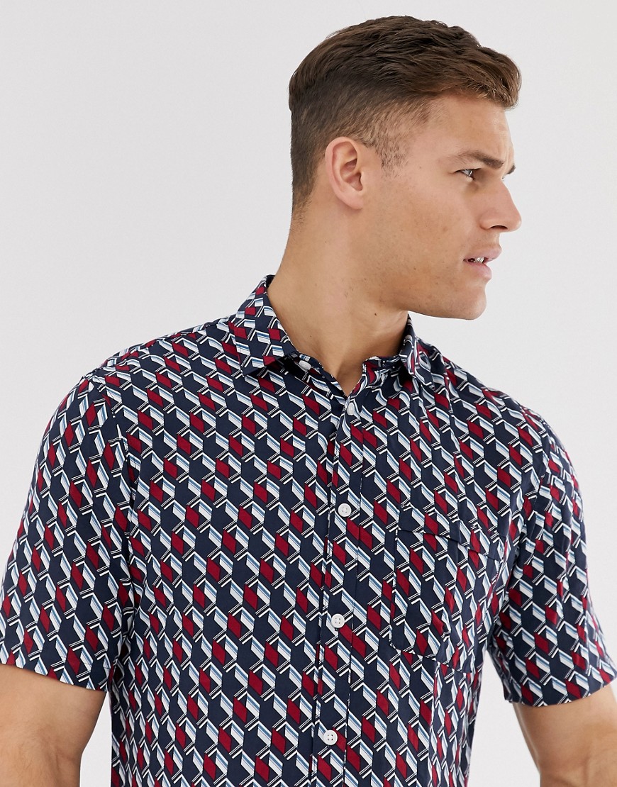 Selected Homme short sleeve printed shirt in viscose
